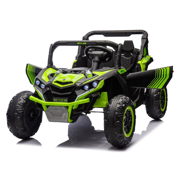 English Elm 24v Two Seat Kids Electric Utv with Parental Remote Suspension Off Road Ride On Green W1578P184798