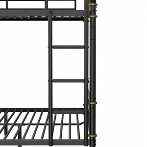 English Elm Queen Metal Bunk Bed - Industrial Queen Over Queen Design With Safety Rails For Teens & Guests W2580S00019-GIGA