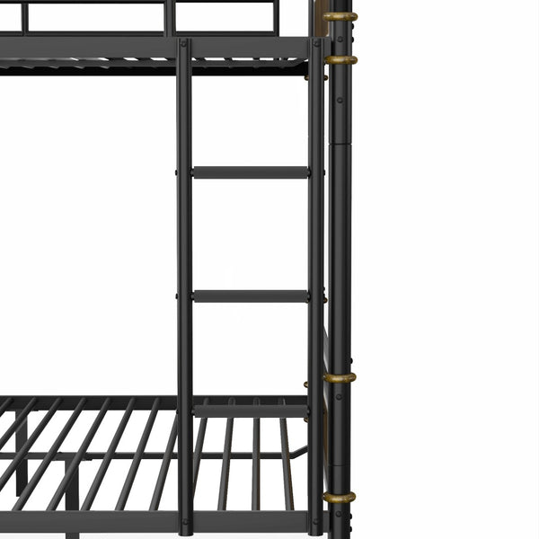 English Elm Queen Metal Bunk Bed - Industrial Queen Over Queen Design With Safety Rails For Teens & Guests W2580S00019-GIGA