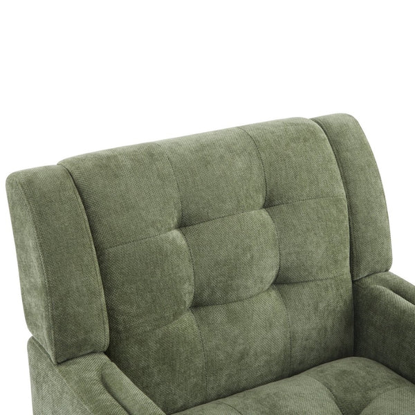 English Elm Mid-century Waffle Tufted Club Chair Solid Wood Splayed Legs Reading Lounge Accent Green,Walnut N776P379535G