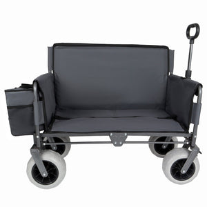 English Elm 3-in-1 Folding Wagon with Convertible Bench Seat Steel Frame 500lb All Terrain Gray W2932P390466