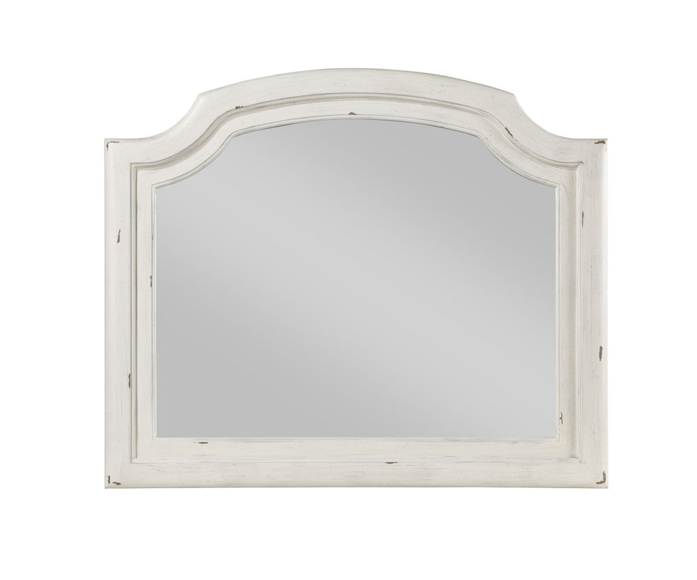 English Elm Jaqueline Ornate Resin Frame Wall Mirror with Beveled Glass and Antique White Finish B2726P453244