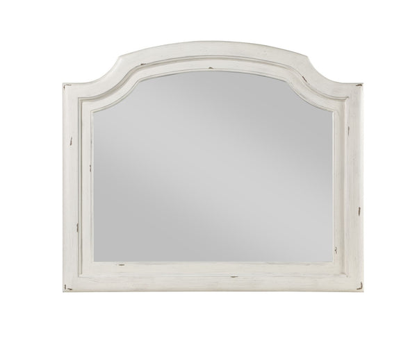 English Elm Jaqueline Ornate Resin Frame Wall Mirror with Beveled Glass and Antique White Finish B2726P453244