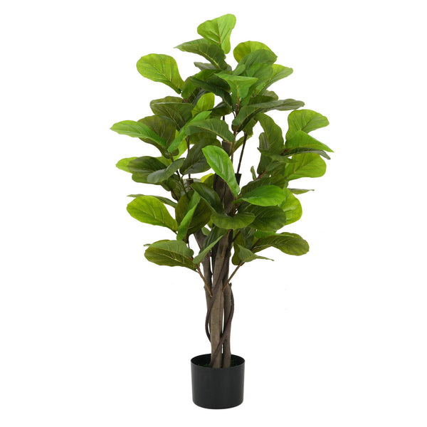 English Elm Christopher Knight Home® - 51" Lifelike Artificial Fiddle Leaf Fig Tree With Black Pot – No Maintenance, Ready To Style Indoors! N772P286774G