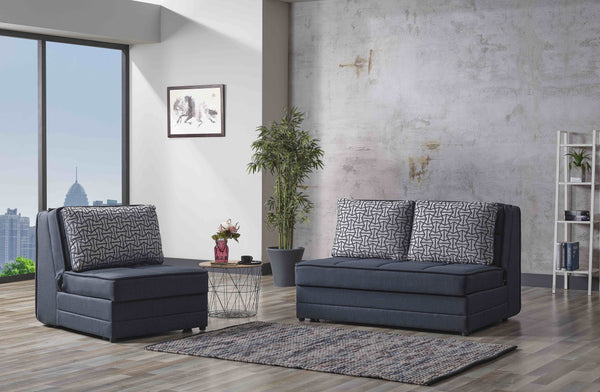 English Elm PrimeNest Spacea Convertible Upholstered Armchair with Storage, Chenille Fabric, Sleeper & Durable Frame Navy B030P305112