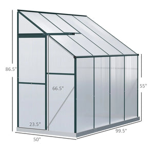 English Elm 6.2'x8.3'x6.6' Walk-in Aluminum Polycarbonate Greenhouse with Vent and Rain Gutters T3971S00048