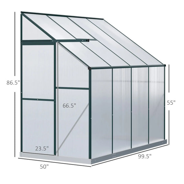 English Elm 6.2'x8.3'x6.6' Walk-in Aluminum Polycarbonate Greenhouse with Vent and Rain Gutters T3971S00048