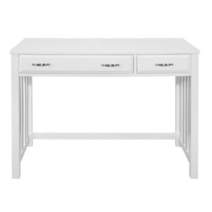 English Elm Modern Counter Height Writing Desk with Industrial Metal Frame and Distressed Wood Shelves, 60" White 47 L x 25.25 W x 12 H B011P232147