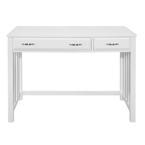 English Elm Modern Counter Height Writing Desk with Industrial Metal Frame and Distressed Wood Shelves, 60" White 47 L x 25.25 W x 12 H B011P232147