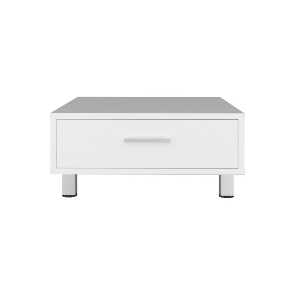 English Elm Athens Square Coffee Table with Storage Drawer White Finish Compact Living Room B097P474312