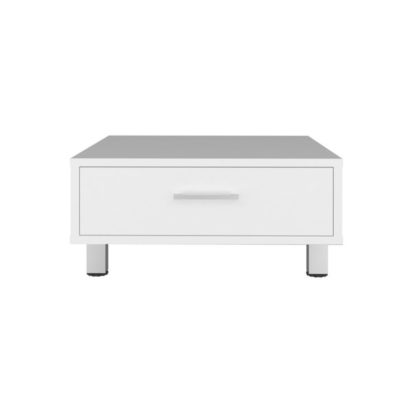 English Elm Athens Square Coffee Table with Storage Drawer White Finish Compact Living Room B097P474312