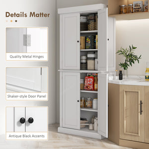 English Elm Homcom 72.5" Freestanding Kitchen Pantry Cabinet With Adjustable Shelves For Stylish Storage Solutions W2225S00057