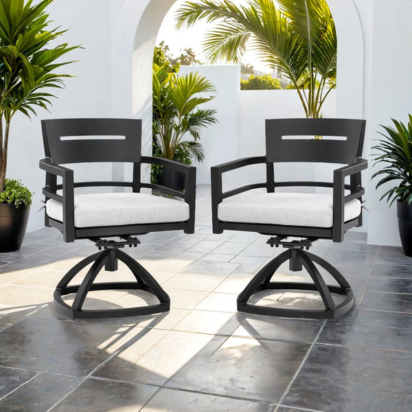 English Elm Outdoor Patio Aluminum Swivel Rocker Set – Stylish 360° Motion Chairs With Sunbrella Cushions! W1886P163383
