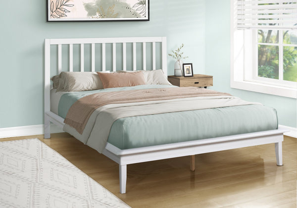 English Elm Bed, Queen Platform Bed Frame with Solid Wood Slats, Contemporary Open Frame Design, Sturdy 600 lb Capacity White 86 L x 12 W x 8 H B2710P287059