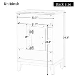 English Elm 24" Bathroom Vanity With Sink, Bathroom Vanity Cabinet With One Flip Drawer and Doors, Solid Wood and Mdf, White