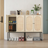 Set of 2 Rattan Cabinets - 2 Door High Cabinet Adjustable Shelf