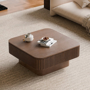 English Elm 31.5'' Square Wood Veneer Flip Top Storage Coffee Table with Slat Detail for Living Rooms Walnut W1435P375246