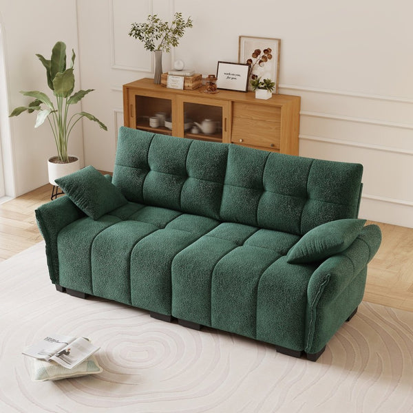 English Elm Premium Chenille Two Seater Sofa Tufted Armrests Foam Support Modern Living Room Green W714S01633