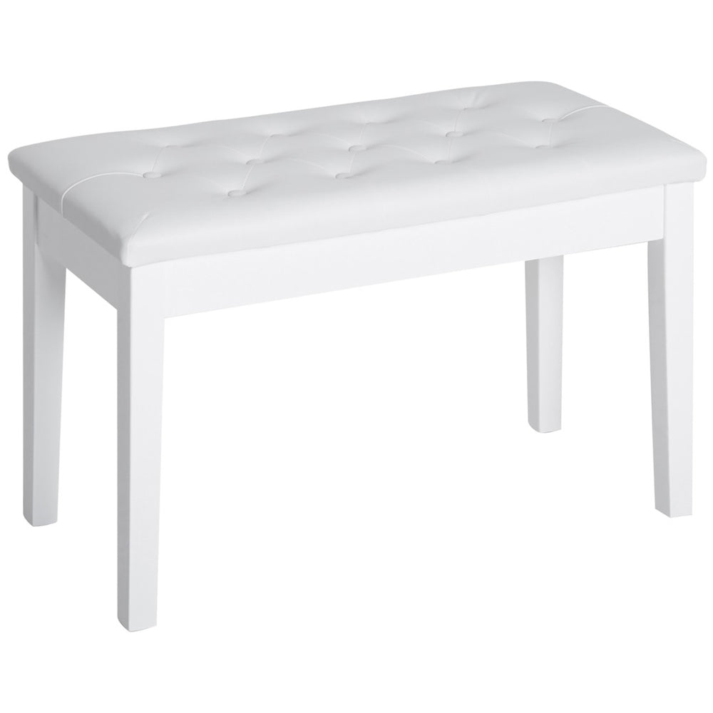 English Elm Piano Bench Duet Seat with Tufted Faux Leather Top and Glossy Wood Frame T3971P383717