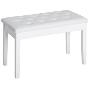 English Elm Piano Bench Duet Seat with Tufted Faux Leather Top and Glossy Wood Frame T3971P383717