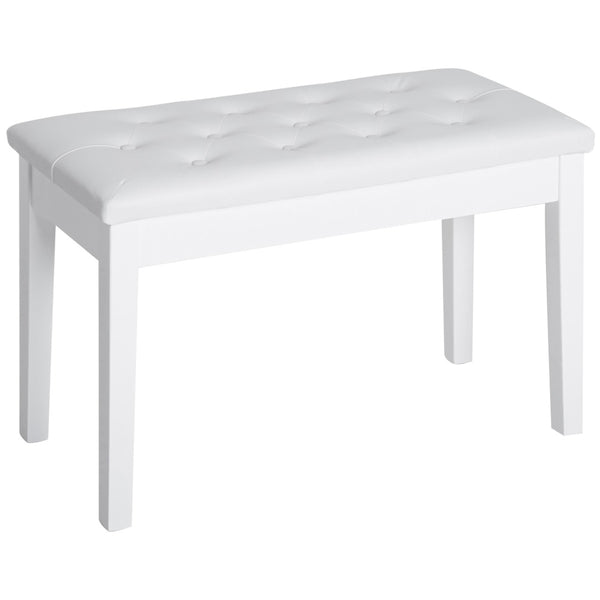 English Elm Piano Bench Duet Seat with Tufted Faux Leather Top and Glossy Wood Frame T3971P383717