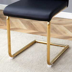 English Elm Marble-Patterned Foldable Dining Table Set With 6 Ergonomic Armchairs – Modern Gold Accents & Style W2920S00088