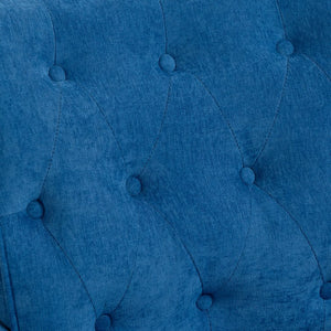 English Elm Accent Light Blue Chenille Accent Chair with Spring Cushion, Ergonomic Retro Wood Legs, 300lb Capacity W3042P390762