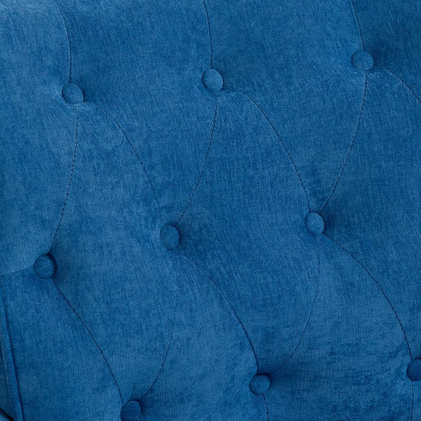 English Elm Accent Light Blue Chenille Accent Chair with Spring Cushion, Ergonomic Retro Wood Legs, 300lb Capacity W3042P390762