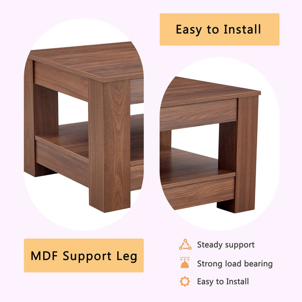 English Elm A modern rectangular coffee table with double-layer storage, high 250 lb capacity and felt pads Walnut W3226P330938