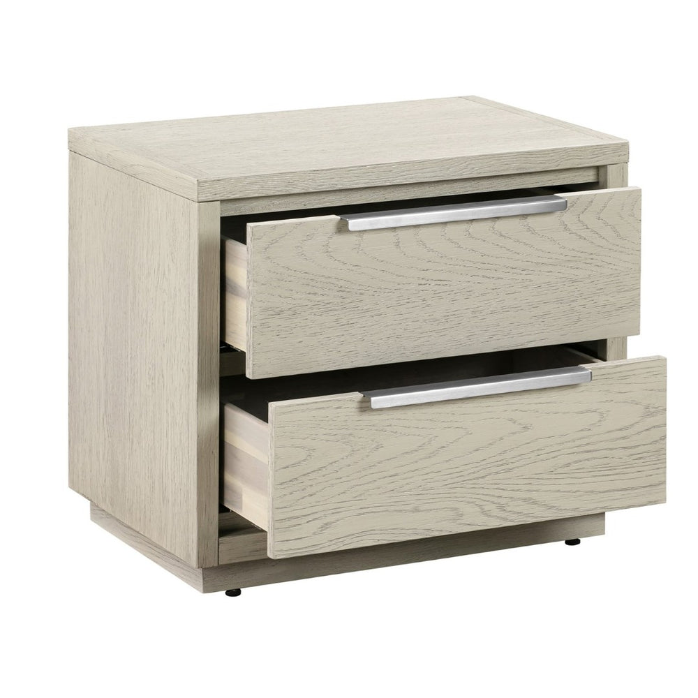 English Elm Abbey Solid Oak Two Drawer Nightstand Gray Finish Bedroom Storage Fully Assembled B2736P464853