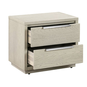 English Elm Abbey Solid Oak Two Drawer Nightstand Gray Finish Bedroom Storage Fully Assembled B2736P464853