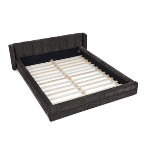 English Elm Queen Upholstered Platform Bed Frame In Dark Grey - Stylish Chenille, Solid Support, Modern Design W487S00327-GIGA