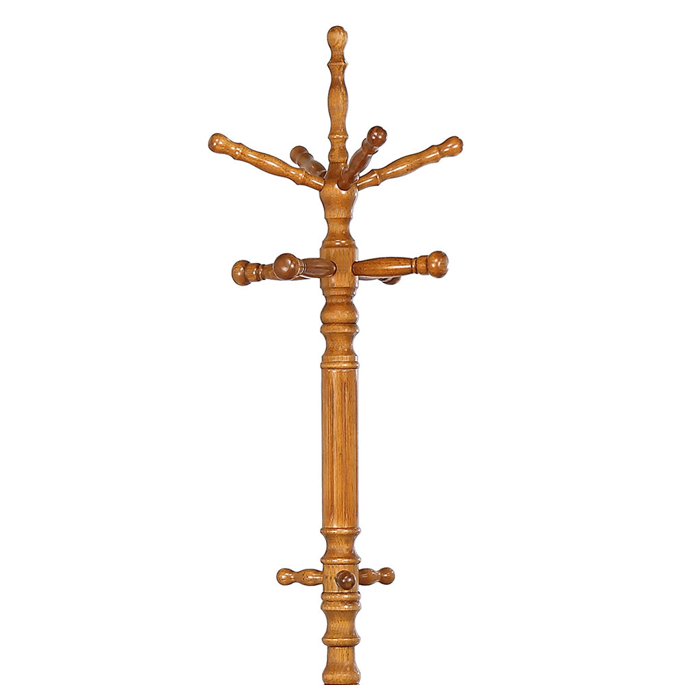 English Elm Cosman Elegant Golden Brown 11-Hook Freestanding Coat Rack with Hanger — Timeless Asian Hardwood Storage B062P328612