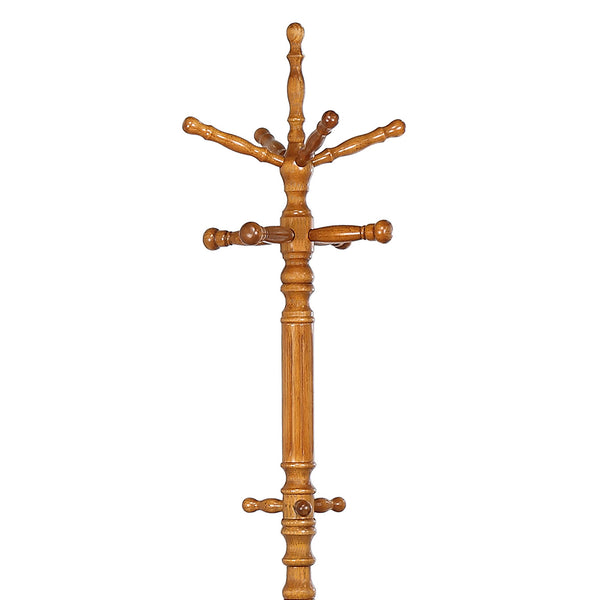 English Elm Cosman Elegant Golden Brown 11-Hook Freestanding Coat Rack with Hanger — Timeless Asian Hardwood Storage B062P328612