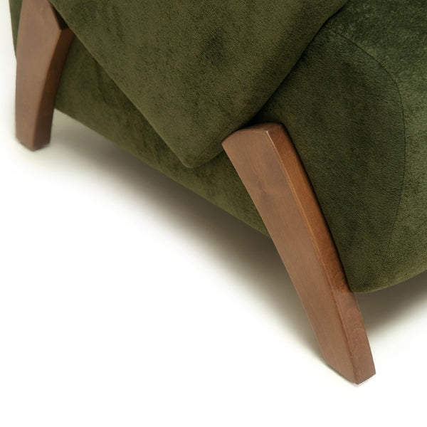 English Elm Lounge Accent Chair Velvet Upholstered Seat with Birch Legs for Compact Living Spaces Dark Green W2901P463303