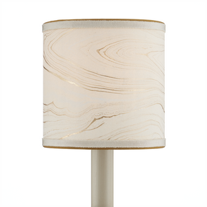 Marble Artisanal Drum Chandelier Shade - Handmade Contemporary Design with Grosgrain Ribbon Accents