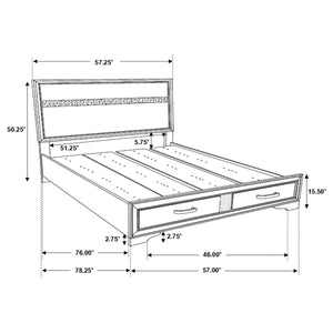 English Elm Urbana Black Full Storage Panel Bed with Crystal Pulls & Glitter Trim, Slatted Platform, Drawers Included B062S00696