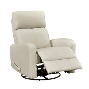 English Elm 1pc Glider Recliner Chair Top Grain Leather Swivel Recliner with Smooth Glide, Plush Foam Comfort Beige 32 L x 30.75 W x 27.5 H B011P395859