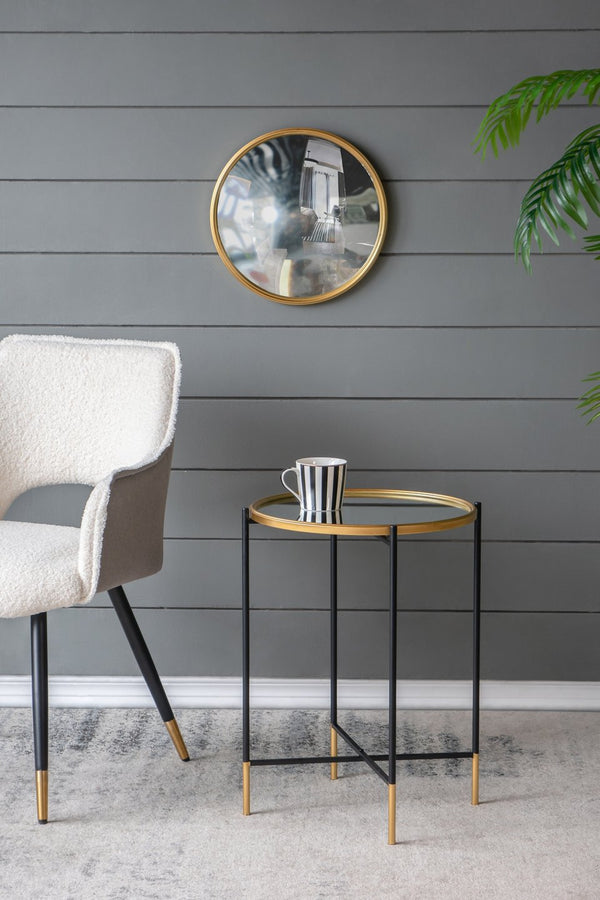 English Elm Set Hannes Nesting Side Tables with Glass Tops Elegant Deco-Modern Metal Frame for Living Rooms Black,Gold W2078P394070