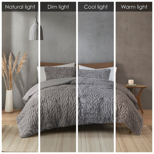 English Elm Full/Queen Blair Ruched Faux Fur Down Alternative Comforter Set – Luxurious Hypoallergenic OEKO‑TEX Bedding Ensemble Grey 11.02 L x 18.31 W x 10.24 H B035129367