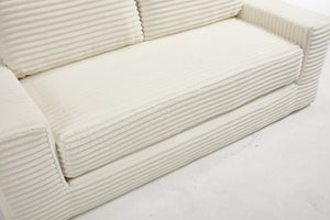 English Elm Loveseat Convertible Sofa Bed with Memory Foam & Steel Frame, No Assembly, Corduroy Comfort Beige W2959P278432