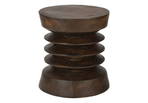 English Elm Accent Table Round Matte Finish Weather Resistant Magnesium Oxide Indoor Outdoor Side Walnut B2710P461678