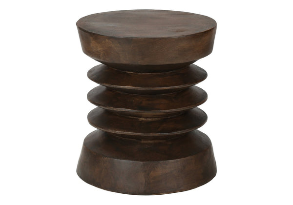 English Elm Accent Table Round Matte Finish Weather Resistant Magnesium Oxide Indoor Outdoor Side Walnut B2710P461678