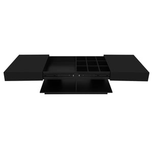 English Elm U-Can Extendable Coffee Table with Bluetooth 16-Color LED, Smooth Glide Top and Hidden Storage Space Black N724P290061B