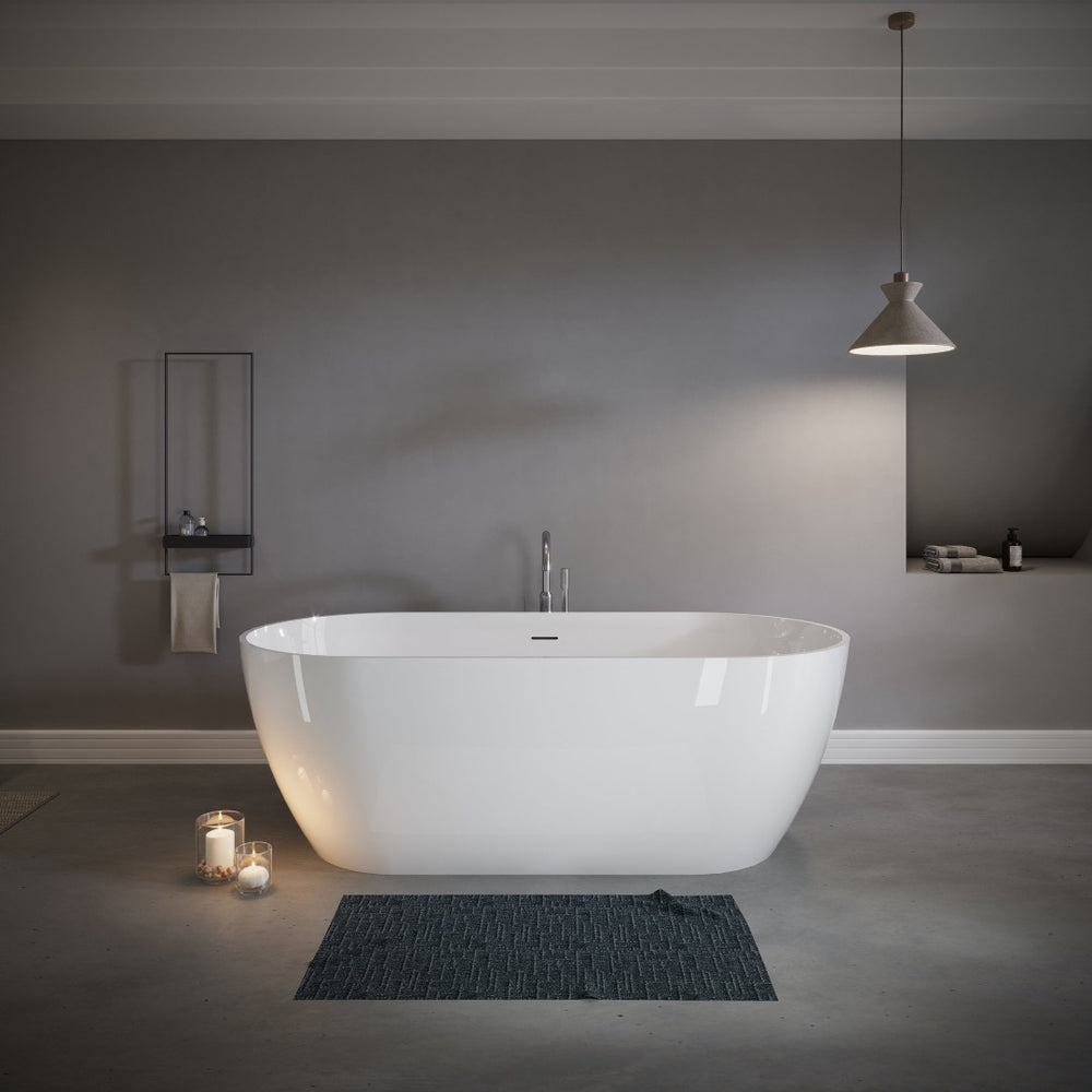 English Elm 63" Stone Resin Freestanding Soaking Tub Matte Sculpted Surface for Spa Bathroom W1920P410082