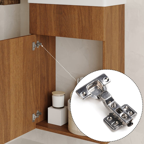 English Elm 16.5 Inch Floating Bathroom Vanity Wall Mounted Ceramic Basin Soft Close Door W3136S00033