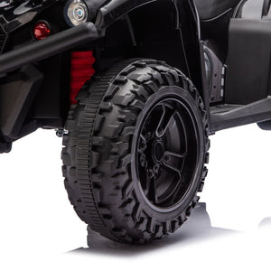 English Elm 24v Dual Motor Kids Atv Ride on with Led Lights Bluetooth Storage Racks Off Road Black W1578P390448