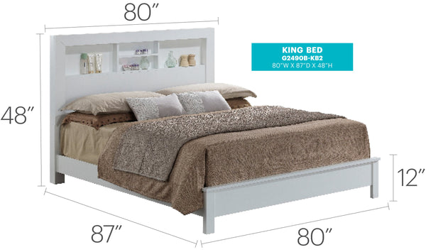 English Elm Elegant King-Sized Bed Frame - Timeless White Finish, Durable Design For Modern & Classic Bedrooms B078S00266