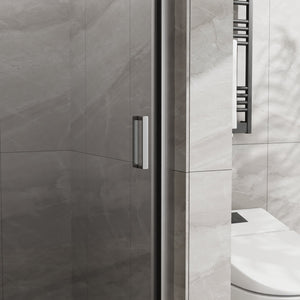 English Elm Goodyo 34"X72" Semi-Frameless Pivot Shower Door - Durable 1/4" Tempered Glass, Chrome Finish Design D163102092