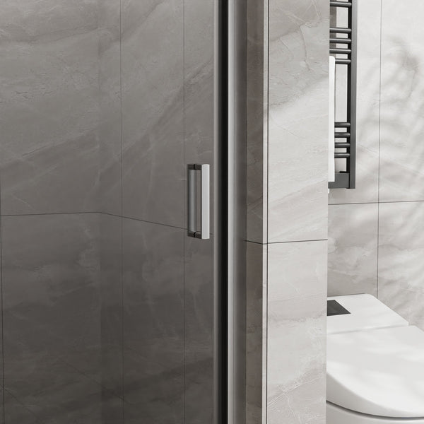 English Elm Goodyo 34"X72" Semi-Frameless Pivot Shower Door - Durable 1/4" Tempered Glass, Chrome Finish Design D163102092